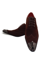 BROWN SUEDE LACE UP METAL TOE CAP