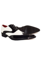 PATENT BLACK & WHITE METAL TOE CAP