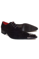 BLACK SUEDE LACE UP METAL TOE CAP