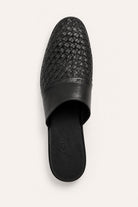 FINO Men’s Black Woven Leather Mule Slippers Sartorial Shoes