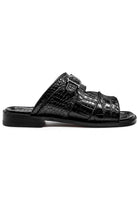 Men’s Ade 2 Black Handmade Real Leather Embossed Sandals Sartorial Shoes