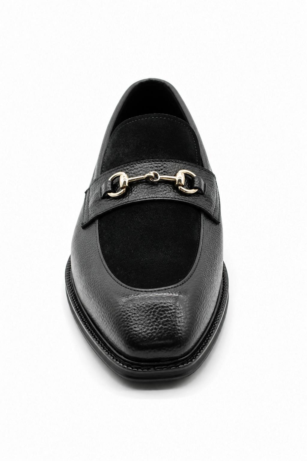DEXTER Men’s Black Leather & Suede Snaffle Loafers Sartorial Shoes