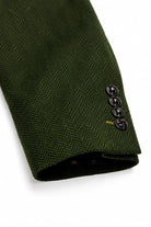 Men's Olive Green Herringbone Wool Blend Tailored Fit Overcoat CAVANI