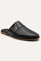FINO Men’s Black Woven Leather Mule Slippers Sartorial Shoes