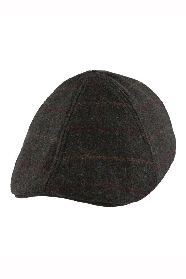 GREEN WOOL BLEND TWEED FLAT HAT