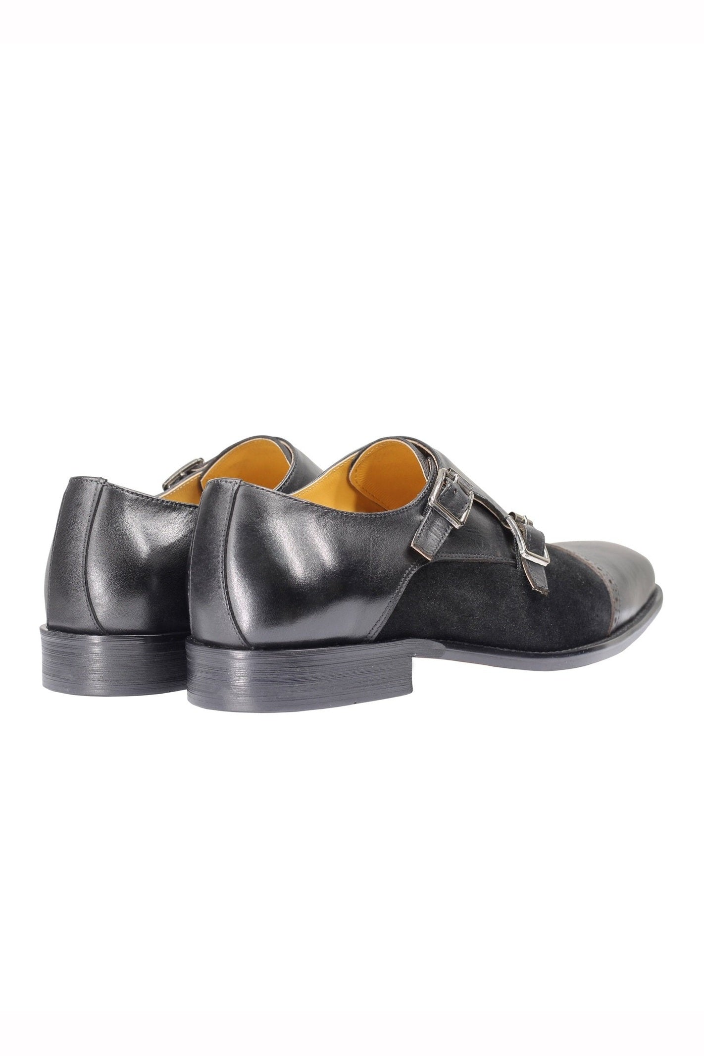 BLACK LEATHER & SUEDE MONKS