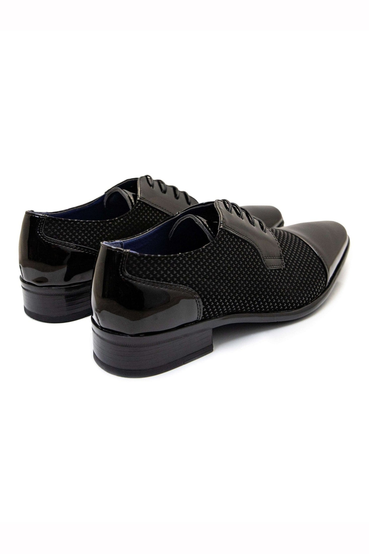 TWO TONE PATENT LEATHER LACE UP SHOES