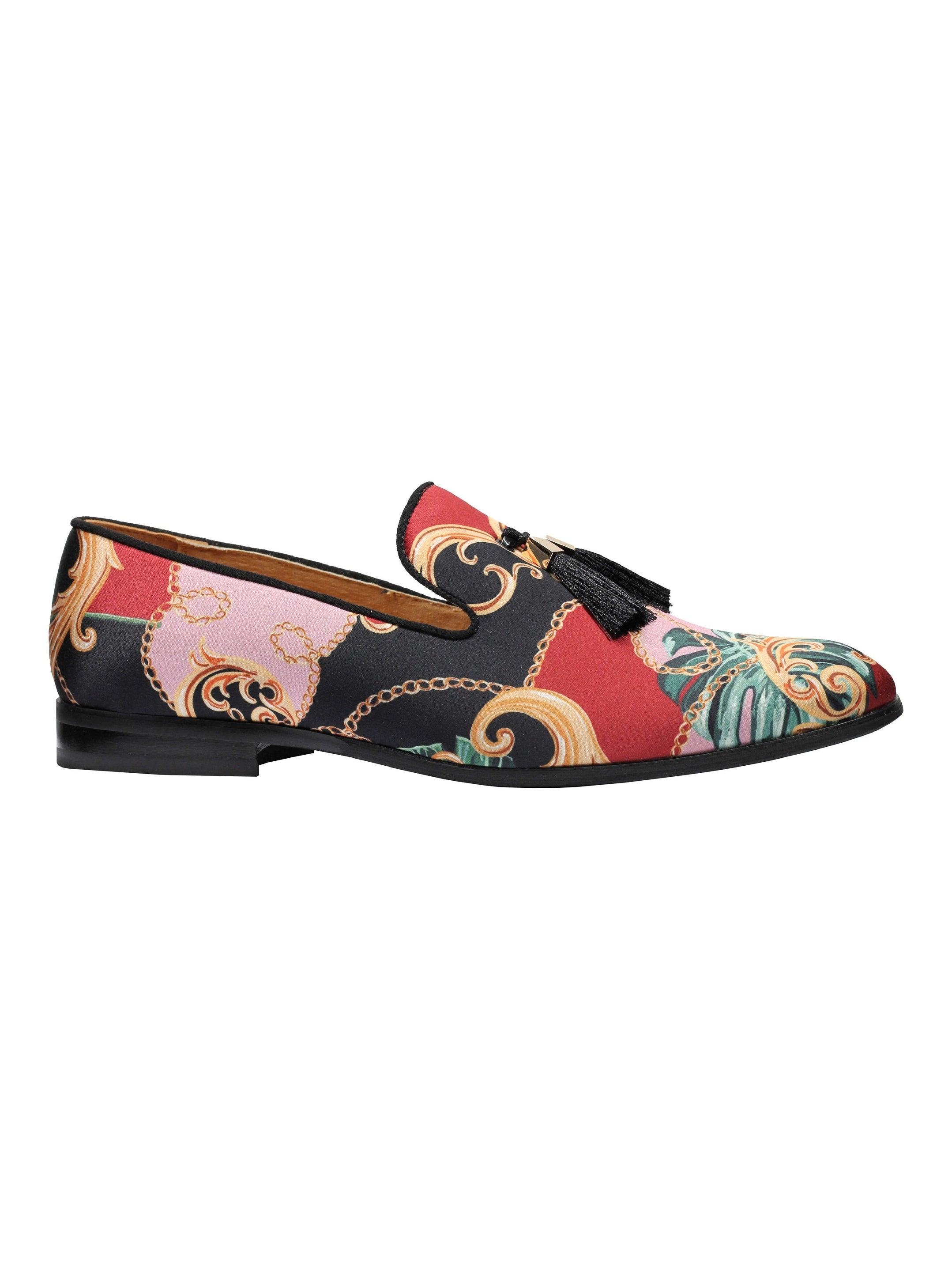 MEN’S BROCADE TASSEL SLIPPERS RETRO WEDDING PARTY SLIP ON LOAFERS SHOES