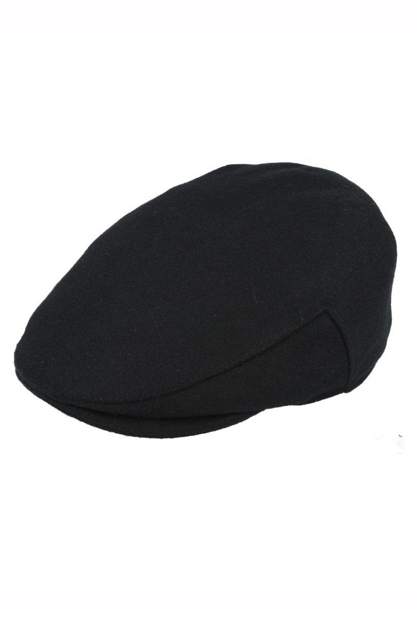 BLACK GATSBY WOOL BLEND FLAT CAP