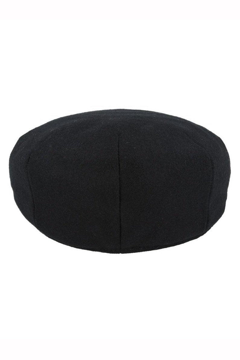 BLACK GATSBY WOOL BLEND FLAT CAP