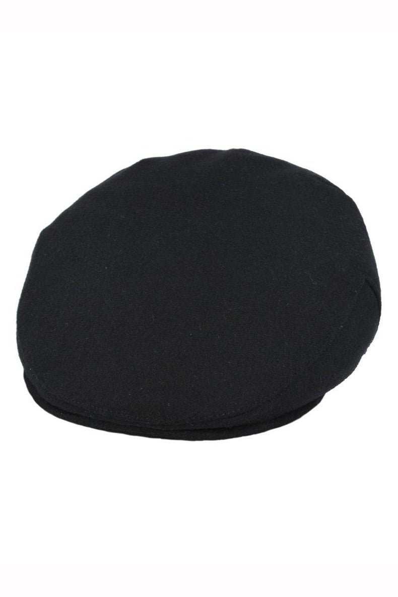 BLACK GATSBY WOOL BLEND FLAT CAP