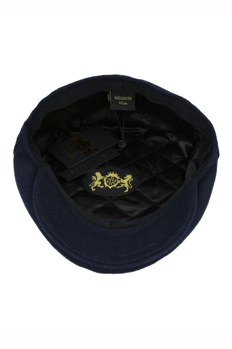 NAVY GATSBY WOOL BLEND FLAT CAP