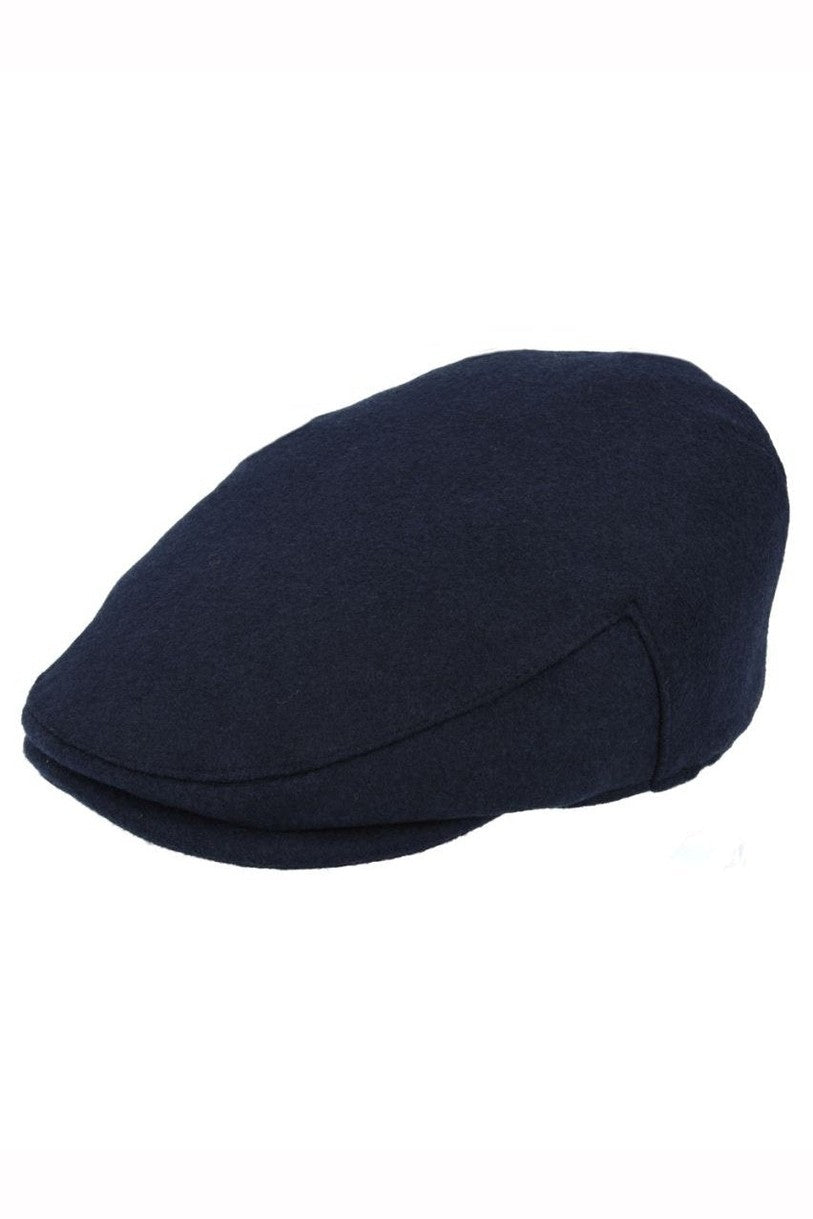 NAVY GATSBY WOOL BLEND FLAT CAP