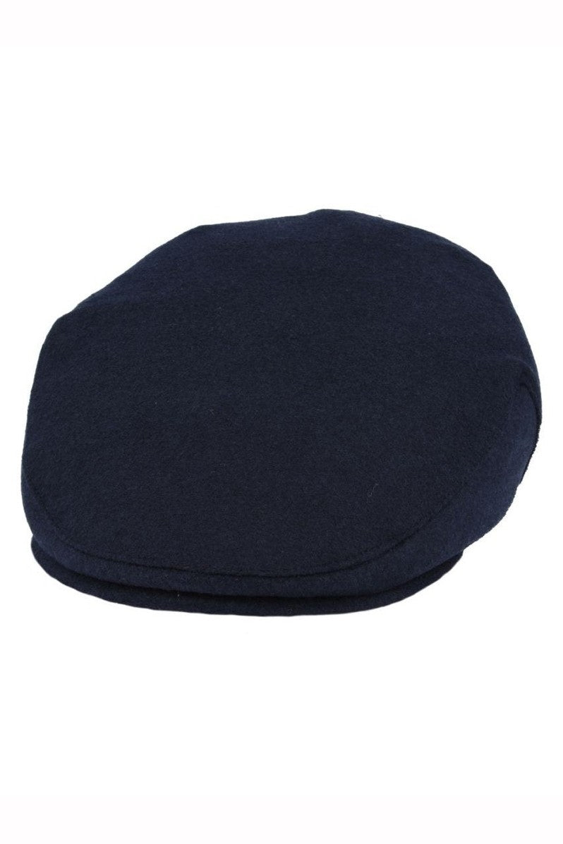 NAVY GATSBY WOOL BLEND FLAT CAP
